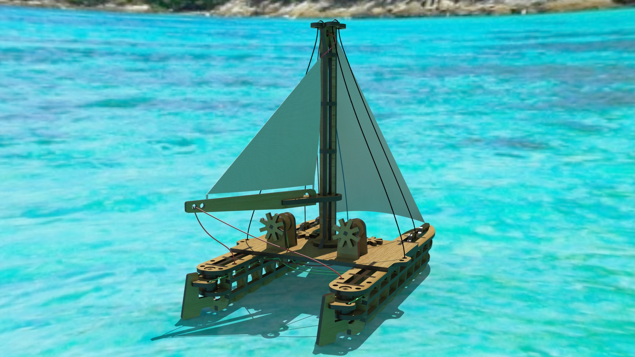 自制简易双体帆船